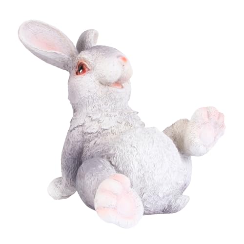 ifundom 1 Stück Häschenverzierung Dekorationen Mini -Hasen Mini-hasenfigur Ornament Kinderspielzeug Ausgestopft Osterhasen-Statue Kaninchenspielzeug Miniatur Hasenfiguren Zu Grau Harz von ifundom