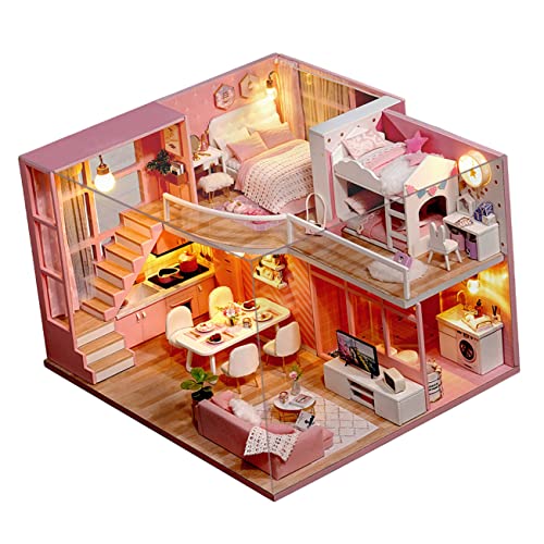 ifundom 1 Stück Mini- zum Selbermachen DIY Holzhaus Handgemachtes Spielzeughaus Kreatives Miniaturhaus zum manuellen Zusammenbauen Miniatur DIY Wohnung Miniatur DIY von ifundom