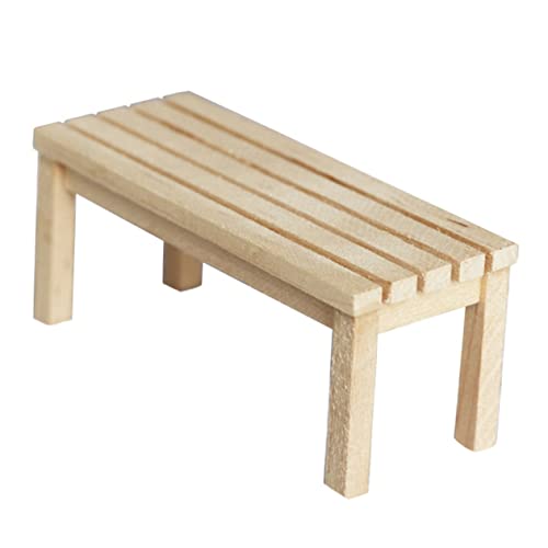 ifundom 1 Stück Puppenhaus langes Hocker Modell Möbel Mini rechteckig für kinderspielzeug Desktop Ornament handgefertigtes Bankmodell Holzbank hölzern Beige von ifundom