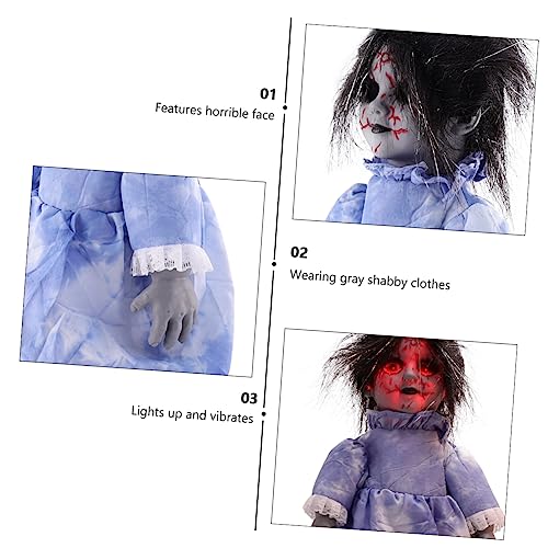 ifundom 1 Stück Sprachaktivierte Induktions-laufpuppe Halloween- Gruselige Halloween-Puppen Streich Dekorationen Sprachaktivierte Induktionspuppen Plüsch Verfolgt Glühen Plastik Black von ifundom
