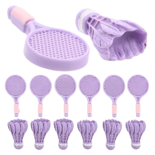ifundom 10 Sets Badmintonschläger Und Federbälle Puppenhaus-sportzubehör Für Miniaturspiele Badminton-Set Für Kuchendekorationen Und Basteldekor von ifundom