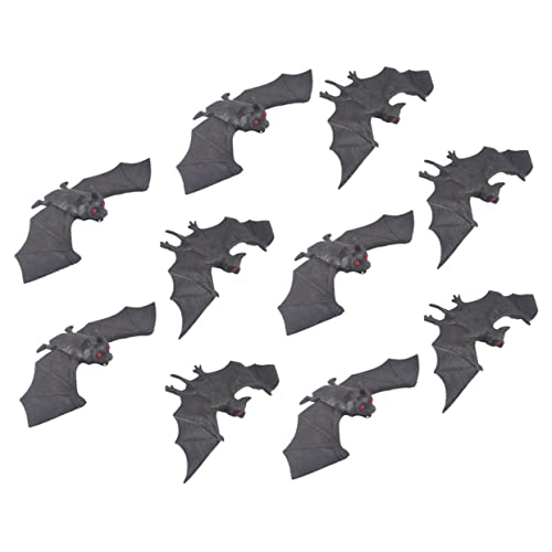 ifundom 10 Stück Fledermaus-Anhänger realistisches Fledermausdekor Glühstäbe Schläger Halloween atmosphäre Halloween Party-Requisite Halloween-Anhänger Fledermaus Gummi Black von ifundom