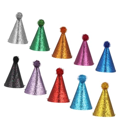 ifundom 10 Stück Kinder-glitzer- -geburtstagsparty-hüte Wiederverwendbar Bunte Kappen Funkelnde Happy Birthday-kopfbedeckungen Für Babypartys Und Hochzeiten von ifundom