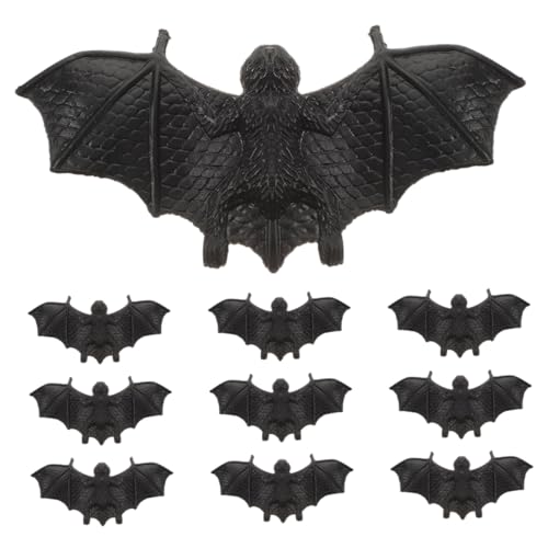 ifundom 10 Stück Künstliche Fledermaus Halloween Miniaturen Aus Kunstharz Halloween Fledermaus Hängedekor Tiermodell Für Halloween Fledermäuse Hängedekor Fliegende Fledermaus von ifundom