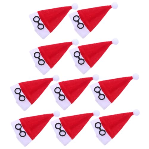 ifundom 10 Stück Mini Weihnachtsmützen aus Weichem Flanell Rote Diy Deko für Puppen Bastelprojekte Silberbesteckhalter Flaschen und Geschenkanhänger Vielseitig für Festtagsdekorationen von ifundom