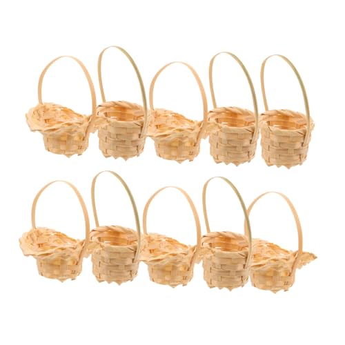 ifundom 10 Stück Teiliges Miniatur Rattankorb mit Griffen Handgefertigte Bambus Flechtkörbe für Puppenhaus Dekoration Frühlings Blumenarrangements Tragbare Kleine Aufbewahrungskörbe für von ifundom