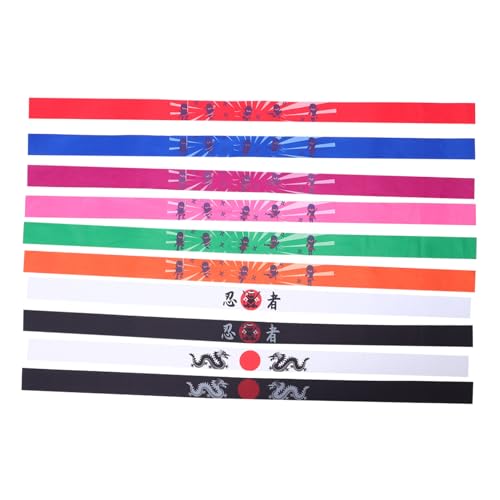 ifundom 10 Stück Teiliges Ninja-kopftuch Japanisches Karate-stirnband Wiederverwendbar Waschbar für Geburtstagsfeiern Kostümspiele und Rollenspiele von ifundom