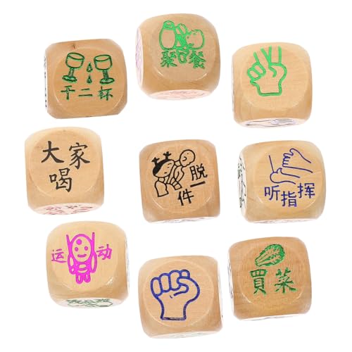 ifundom 10 Stück Teiliges Seitiges Holz Würfelspielset Robuste Würfel aus Natürlichem Holz Vielseitig für Familienspiele Ktv Party und Kreative Spielideen Würfelgröße von ifundom