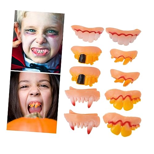 ifundom 10 Stück Zahnersatz Falsche Lustige Zähne Für Halloween Party Falsche Zähne Halloween Knifflige Requisiten Halloween Falsche Zähne Halloween Kieselgel von ifundom
