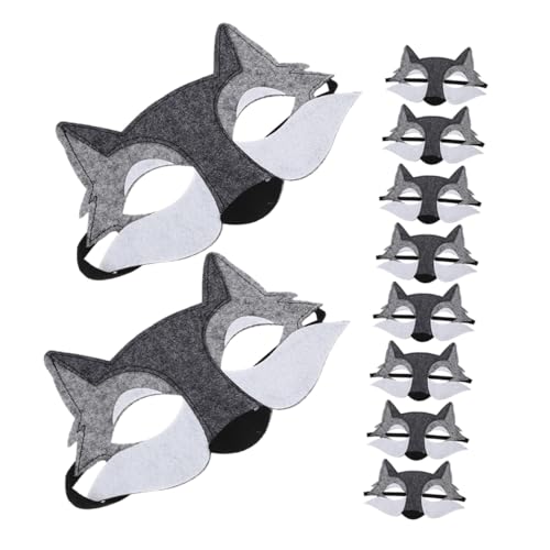 ifundom 10 Teilige Wolfsmaske Halloween Wolfskostüm Filzmaske Wildtier Halbgesichtsabdeckung Verkleidungszubehör Für Maskerade Partys Cosplay von ifundom