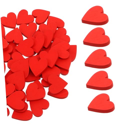 ifundom 100 Stück Rote Herzverzierung Holzherz Konfetti Hochzeit Konfetti Streuen Tischschilder Zum Valentinstag Hochzeitsdekoration Selber Machen Holz Herzhandwerk Diy Holzherzen Hölzern von ifundom