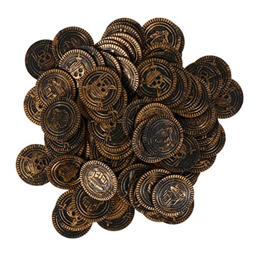 ifundom 100St simulierte Münzen Piratenparty Requisitengeld Piratenschatz Piratenzubehör Piratenspielzeug Party Sachen Party Supplies Pirate playset privates Spielset Piratenmünzen Plastik von ifundom