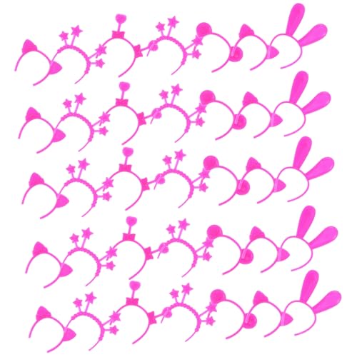 ifundom 100st Mini- Mädchen Puppenhaus Kaninchen Miniatur Figuren Mikro Menschen Bausätze Puppen-anzieh-haarreifen DIY Puppe Haarband Requisiten Plastik Rot von ifundom