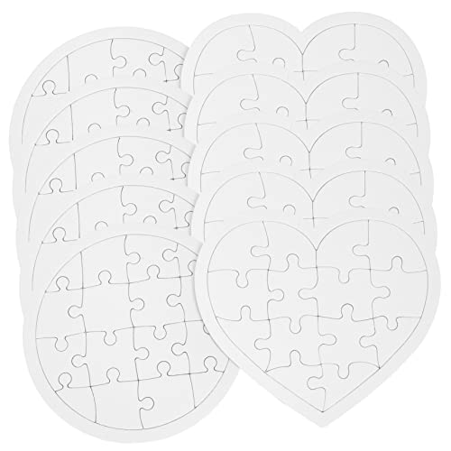 ifundom 10st Leeres Giraffen-Puzzle Malpuzzle-Spielzeug Leere Puzzles Selber Machen Liebe Herz Leere Rätsel Rundes Puzzle Leeres Blatt Herzförmig Weiß Kind Papier von ifundom