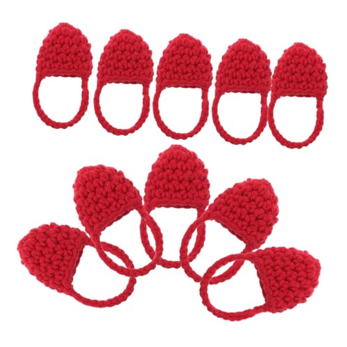 ifundom 10St Puppenhandtasche Miniatur-Geldbörse Mädchenspielzeug Mini-Zubehör Wolltasche für Puppen Puppenmode Accessoire Strickende Puppentasche Gestrickte Puppentragetaschen Garn rot von ifundom