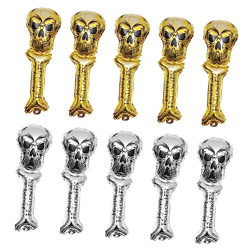 ifundom 10St aufblasbarer Stock Blase Zauberstab Ballonbogen Ballonpumpe lustig halloween party halloween dekoration Party-Layout-Requisiten Halloween-Partyzubehör Aluminiumfolie von ifundom