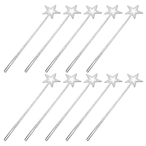 ifundom 10St kleines Mädchen Zauberstab rosa Ballettröckchen Lichterketten Sternenstab Aufkleber Party Fairy Wand Kinderkleider Zauberstäbe der Blitzfee Glitzer-Fee-Sticks Plastik Silver von ifundom