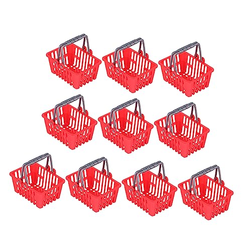 ifundom 10st Mini-einkaufskorb Mini-Korb-Ornament Mini-supermarktwagen Einkaufskörbe Mit Kleiner Korb Mit Henkel Puppenhaus Korb Spielzeug Kisten Drahtkörbe Kind Haushalt Packkorb Plastik von ifundom