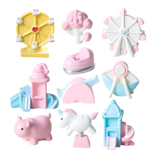 ifundom 10stücke Miniatur-riesenrad Mikro-rasenspielzeug Harzrutsche Miniaturdekorationen Mini-miniaturmodell Mikro-autoscooter Miniatursachen Mini-gartendekoration von ifundom