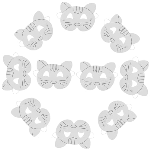 ifundom 10stücke Unbemalte Tiermasken Ausmalen Papiermasken Für Mädchen Für Bastelstunden Halloween Und Kreative Aktivitäten Schule von ifundom