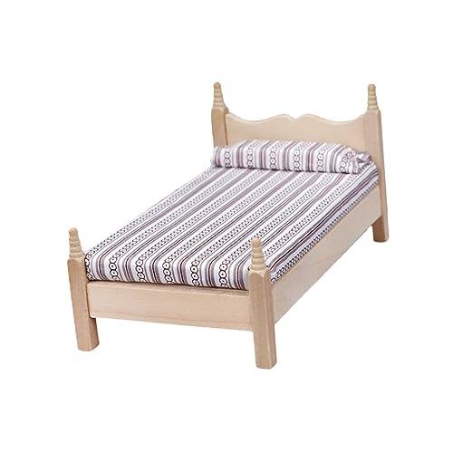 ifundom 1:12 Miniatur Bett Modell Schlafzimmer Miniatur Ornament Home Decor Mini Möbel von ifundom