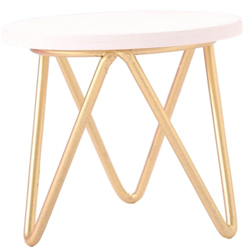 ifundom Kleiner Nachttisch 12 Mit Goldenem Tischbein Und Rundem Weißen Tischplatte Ideal Für Wohnaccessoires Und Puppenzubehör Mini Beistelltisch von ifundom