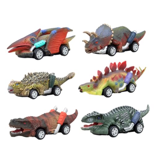 ifundom 12 STK Dinosaurier Ziehen Auto Zurück Spielzeug-Modell Spielzeugautos Spielen Technisches Spielzeug Reibungsbetriebene Dinosaurier-spielzeuge Trägheitsauto Vier Räder Plastik Kind von ifundom