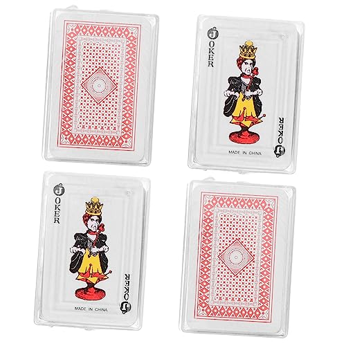ifundom 12 Sätze Kartenspielzeug Mini-Spielkarten Für Das Puppenhaus Spielkarten, Spielzeug Für Partys Mini-pokerkarten Spielkarten Für Zu Hause Plastik 4-teiliges Set Tasche Reisen von ifundom