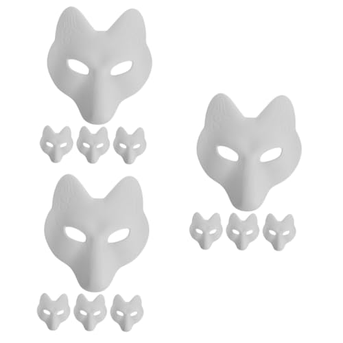 ifundom 12 Stk Fuchs Maske Gesichtsmaske halloween maske halloweenmaske Partymaske Fuchskostüm Kleidung Halloween-Maskenstütze DIY-Masken Cosplay Requisiten gemalt Zubehör bilden Pu Weiß von ifundom