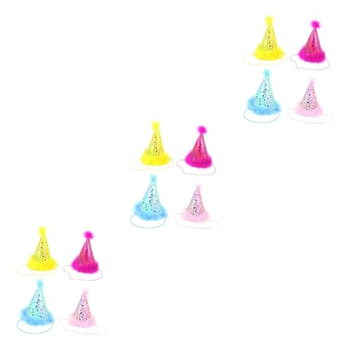 ifundom 12 Stk rosa Federhut Kegelhüte neue Jahre Kopfbedeckung für Geburtstagsfeiern Kappen Partyhüte aus Stoff Geburtstagsparty-Kegelhut Tuch Stoffmütze Kuchen Hut von ifundom