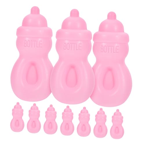 ifundom 12 Stück Flaschen Puppenzubehör Puppensaftflaschen Puppenmilchflaschen Miniaturflaschen Kleine Futterflaschen Puppenflaschen Gefälschte Futterflasche Kunststoff Rosa von ifundom
