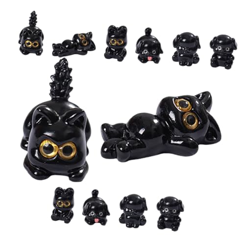 ifundom 12 Stück Mikro Landschafts Tierstatuen Basteln Hunde Cupcake Topper Mini Hundespielzeug Winzige Katzenfiguren Hundefiguren Mini Glückskatzenfigur Hundekuchen Topper von ifundom