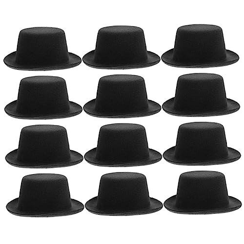 ifundom 12 Stück Mini-cowboyhut Cowboyhut Aus Stroh Strohhut Männer Rosafarbener Cowboyhut Cowboy-Hut Mini-Zylinder Cowgirl-Stiefel Kleiner Zylinder Kindermütze Puppenzubehör Stoff Black von ifundom