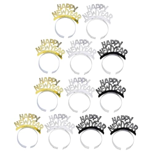 ifundom 12 Stück Neues Jahr Stirnband Favorisieren Frohes Neues Jahr-stirnbänder Für Frauen Jahr Hut Neujahrsparty-stirnband 2024 Kopfschmuck Silvester-diademe Party-kopfschmuck Plastik von ifundom