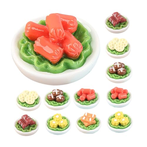 ifundom 12 Stück Simulierte Lebensmittel Und Spielzeuggerichte Mini Küchenszene Dekor Winziges Gemüsemodell Miniatur Lebensmittelspielzeug Mini Basteldekorationen von ifundom
