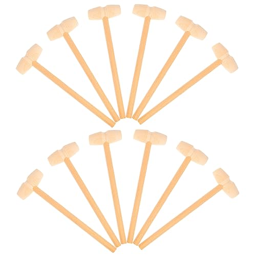 ifundom 12 Stück Teiliges Holzspielzeug Mini Hammer aus Massivem Holz Sicherer Holzklöppel für Junge Mädchen und Kleinkinder Geschicklichkeit und Hand Auge Koordination als für Jungen und von ifundom