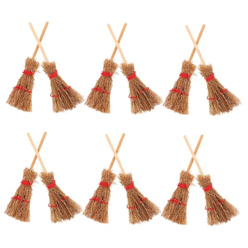 ifundom 12 Stück Teiliges Mini Hexenbesen Beige Miniatur Deko Puppenhaus Zubehör Holzstab Robust für Halloween Party Kostüm Cosplay Szenen ifundom 12 Stück Teiliges Mini Hexenbesen Beige Miniatur Deko Puppenhaus Zubehör Holzstab Robust für Halloween Party Kostüm Cosplay Szenen von ifundom