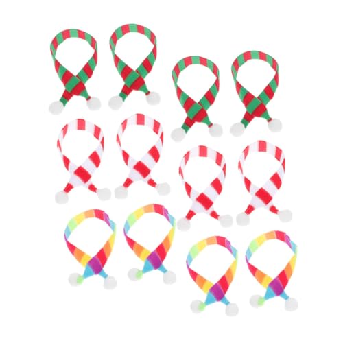 ifundom 12 Stück Teiliges Mini Weihnachtsschals für Puppen Bunte Flexible Stoffschals als Niedliche Weihnachtsdeko und DIY Zubehör Accessoires für Mini Haus Puppen und Wiederverwendbar von ifundom