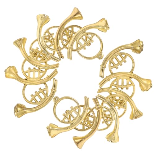 ifundom 12 Stück Teiliges Miniatur Musikinstrumente Goldene Trompeten für Weihnachtsbaum Deko DIY Accessoires für Puppenhäuser Kleine Party und Festtagsornamente von ifundom