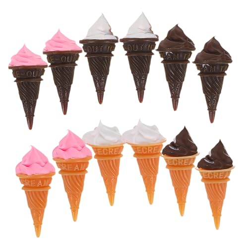ifundom 12 Stück Teiliges Miniatureiscreme-Dekorationen aus Harz Realistische Mini-eissorten für Puppenhaus-küchendeko Kompakte Miniatur-lebensmittelspielzeuge für Kreative von ifundom