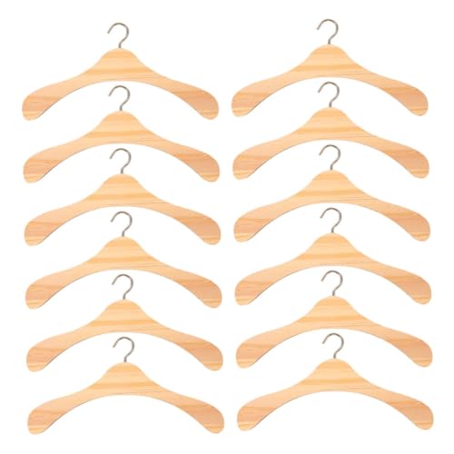 ifundom 12 Stücke Kleiderschrank Kleiderbügel Für Puppe Metall Holz Mini Holz Kleiderbügel Puppe Kleidung Outfit von ifundom