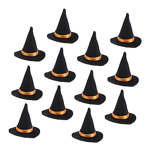 ifundom 12Stücke Mini Hexenhüte Für Halloween Weinflaschen Dekorative Flaschenverschlüsse Und Partybedarf Für Unvergessliche Feiern Schwarze Halloween Weinflaschendekorationen von ifundom