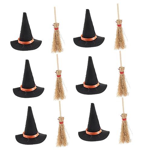 ifundom 12st Mini-hexenhut Mini-Kessel Mini-hexenhüte Basteln Batterie Für Lichterketten Hübsche Hexenpuppen Miniaturbesen Und Hüte Fee Kleiner Hexenhut Halloween Miniaturen Holz von ifundom