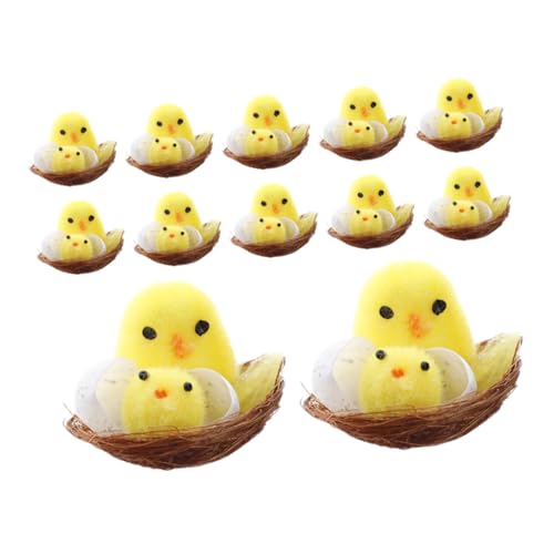 ifundom -mini-küken-dekorationsset 12-teilig Flauschige Küken Kuscheltiere Mit Nest Für Jungen Und Mädchen Osterparty von ifundom