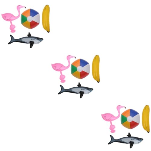 ifundom 12stücke Aufblasbares Poolspielzeug Lustige Wasserfloaten Für Erwachsene Sommer Party Spielzeug Mit Flamingo Banane Hai Buntem Strandball Für Poolpartys Und Outdoor Aktivitäten von ifundom