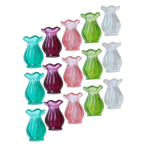 ifundom 15 Stück Teiliges Miniatur-blumenvase Kleine Sukkulenten-blumentöpfe Detailreiche Miniatur-Dekoration für Puppenhaus DIY Basteln Micro Landschaft Vielseitige Wohnaccessoires Farben von ifundom