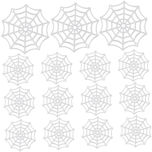ifundom 150 Stück Halloween Spinnweben Dekoration Nachtleuchtend Kunststoff Spinnenetz Deko für Party Wand Fenster Baum Äste Gruselige Halloween Deko Zubehör von ifundom