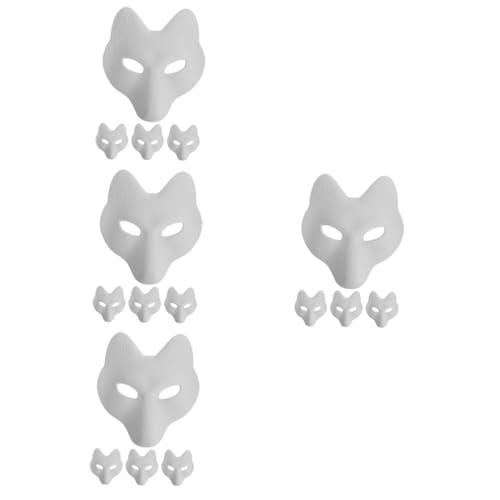 ifundom 16 Stk Fuchs Maske Gesichtsmaske halloween maske Kostümparty Maske Outfit Kleidung leere Masken zum Malen Maskerade liefert Schüttgut Requisiten Japan bilden Zubehör Pu Weiß von ifundom