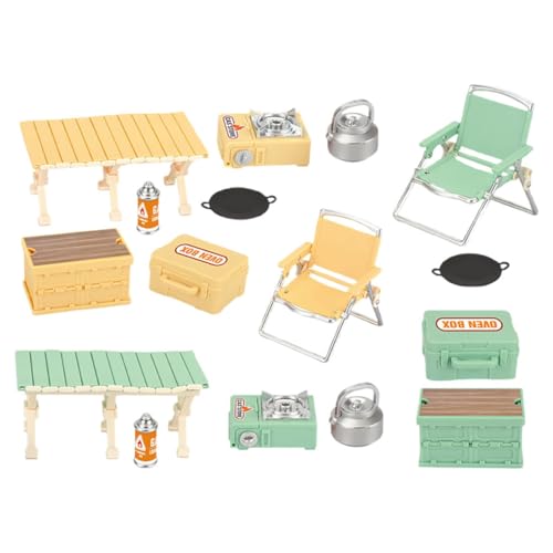 ifundom 16 Teiliges Mini Simulationsstuhl Puppenhaus Camping Schreibtisch Rucksack Herd Für Rollenspiele Im Camping Outdoor Kleinkind Spielset von ifundom
