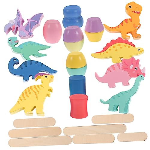 ifundom 1Satz Dinosaurier Stapelspielzeug Aus Holz Für Kleinkinder Lernspielzeug Für Problemlösungsfähigkeiten Sicher Und Langlebig Fördert Kommunikation Und Lustiges Für Ab von ifundom